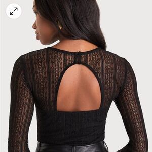 Lulu’s Black Sheer Lace Long Sleeve Bodysuit